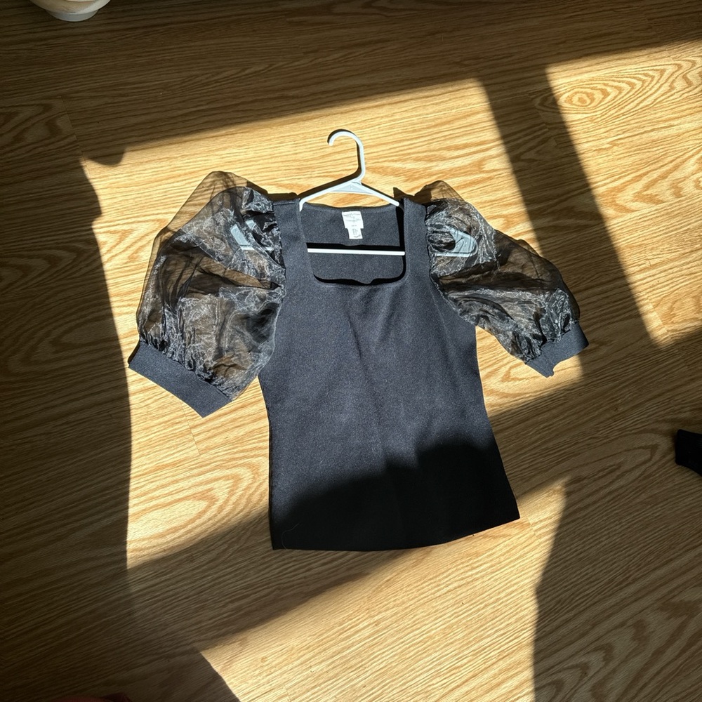 Elegant Black Puff Sleeve Top